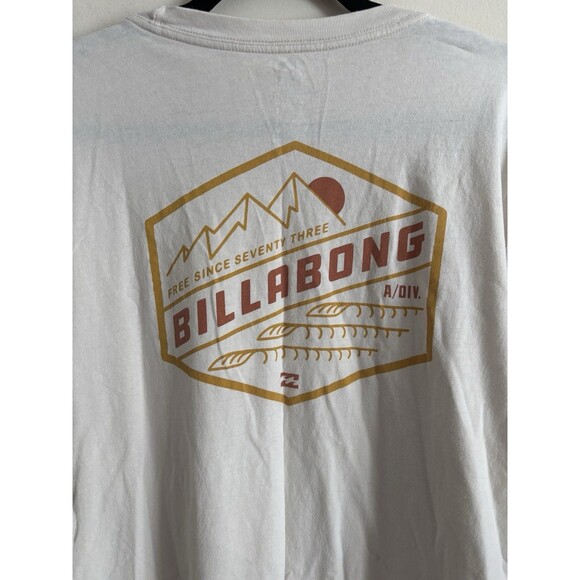 Billabong Mens Large Preium Tee Long Sleeve Ivory Beige Surf Grunge - Picture 7 of 7